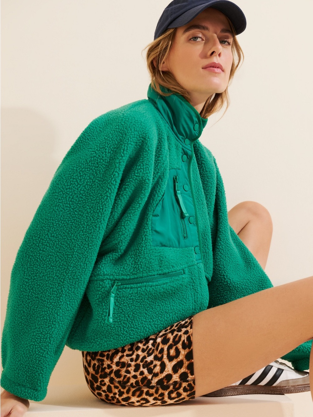 FP Movement by Free People Hit The Slopes Fleece Jacket Green Glow Medium